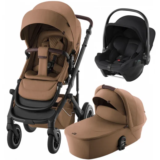 Комплект 3в1 Britax Roemer коляска SMILE 5Z LUX|Warm Caramel + автокресло BABY-SAFE PRO Space Black