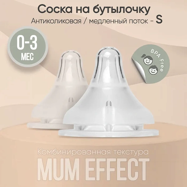 Соска для бутылочки из силикона Paomma, 2 шт, Прозрачный