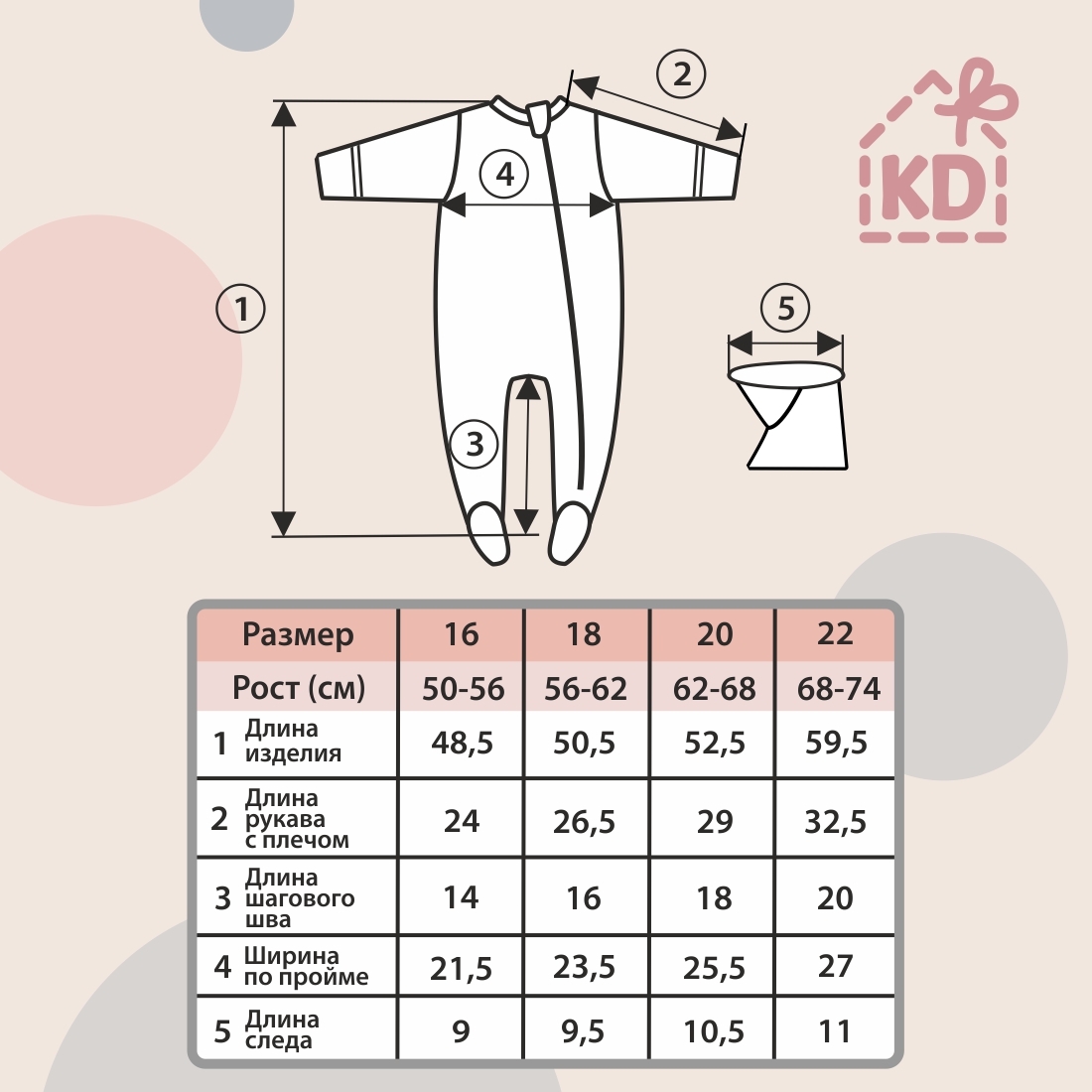 Комбинезон слип Швейная Династия "Малыш Хрустик", 2 шт/уп 4