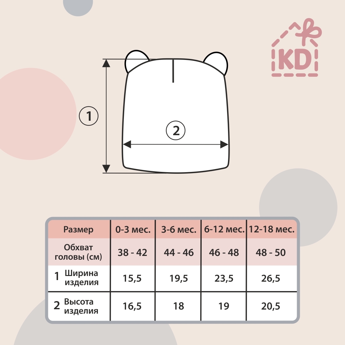 Шапочка легкая с отворотом и ушками Швейная Династия, 2 шт/уп 3