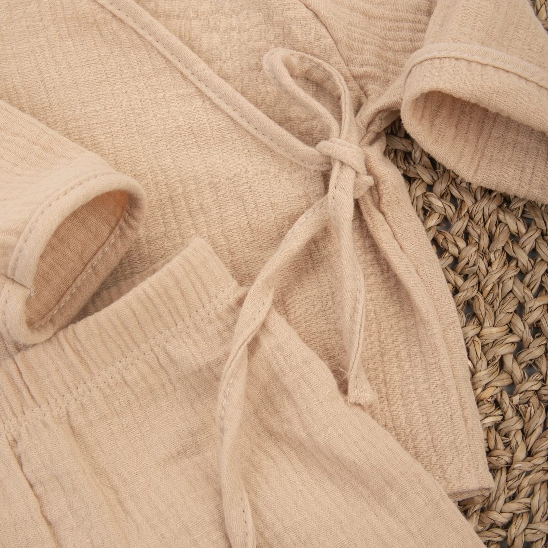 Пижама летняя для новорожденного Швейная Династия "Муслин",песочный,лето 6