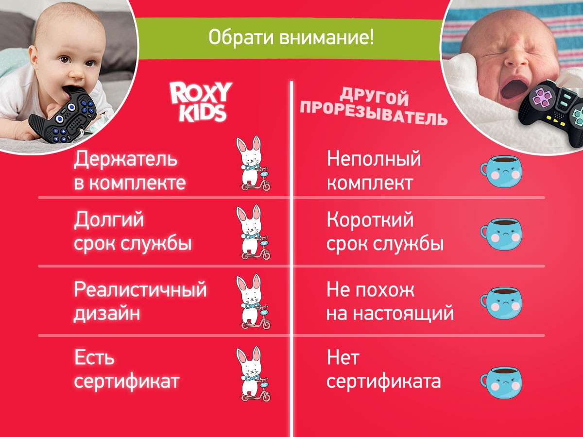 teether_with_holder_joystick_aea9e23638 Прорезыватель Roxy Kids силиконовый Игровой джойстик с держателем в футляре 8