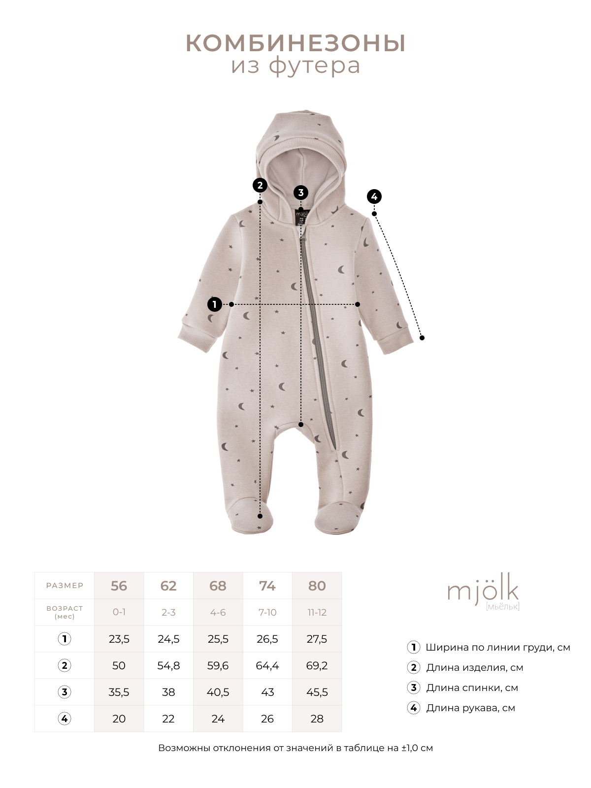 Утеплённый комбинезон с капюшоном Mjolk White Sand Moons с закрытой ножкой 3