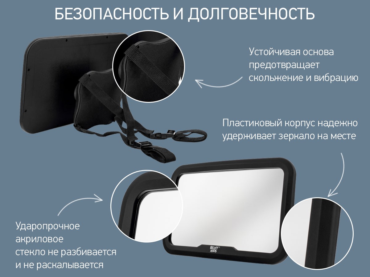 baby-car-mirror_6f9f8e29f4 (1) Зеркало Roxy Kids для контроля за ребенком в авто (черная рама) 3