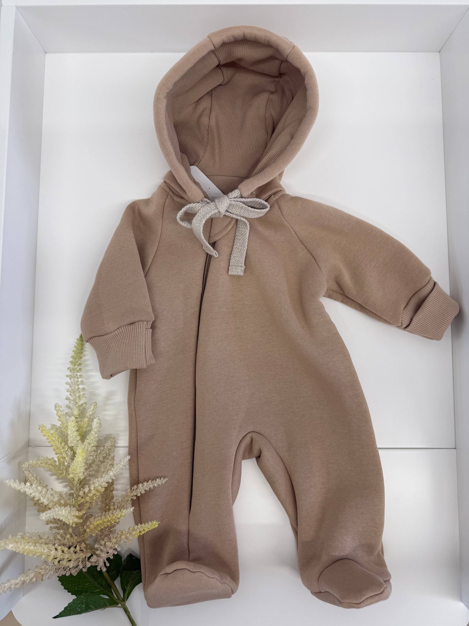 Комбинезон MATUSHKIN с отстег.капюш.,на молнии в ножку,манжеты с отворотом,закр.ножки,футер с начесо 1 бежевый