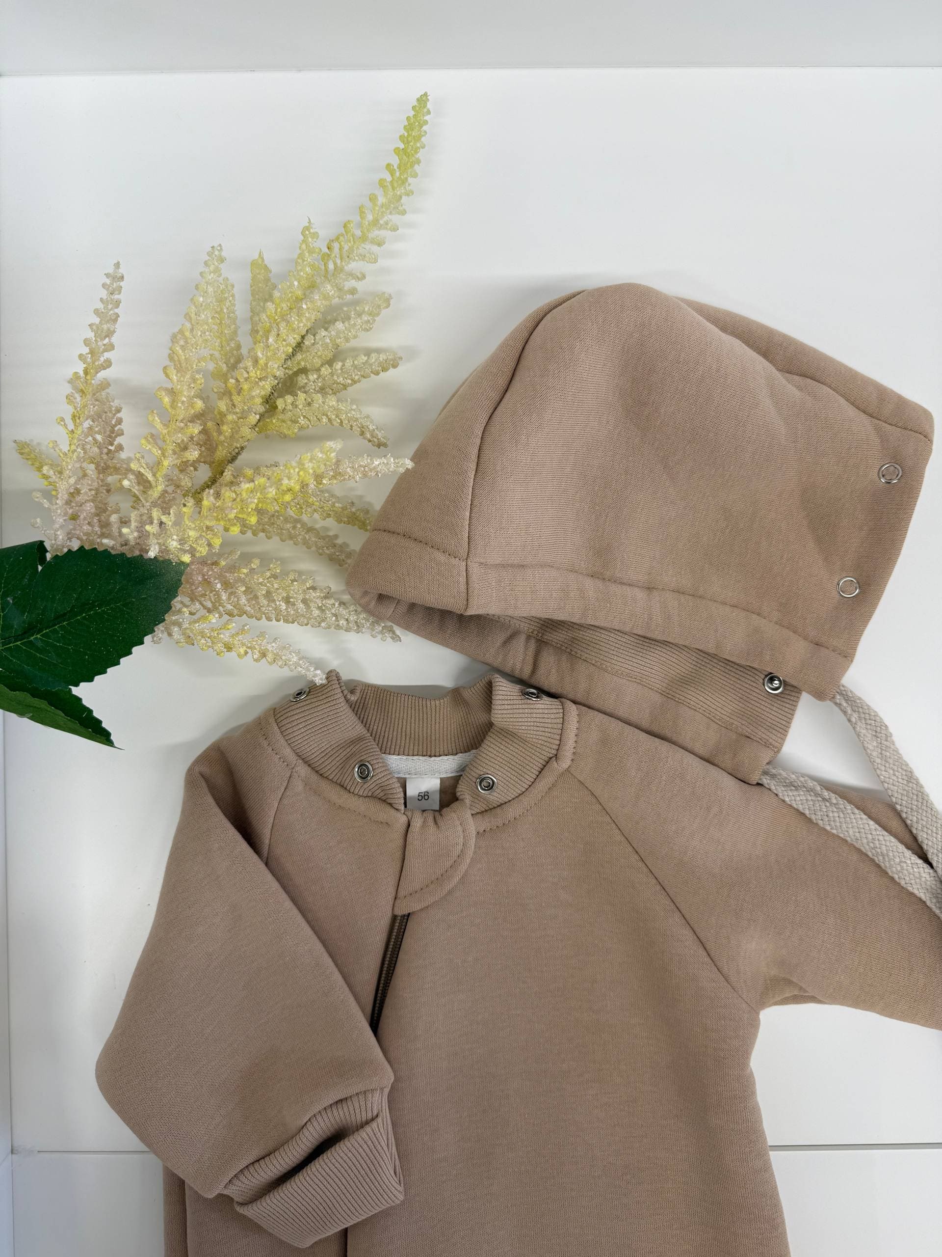 Комбинезон MATUSHKIN с отстег.капюш.,на молнии в ножку,манжеты с отворотом,закр.ножки,футер с начесо 4 бежевый