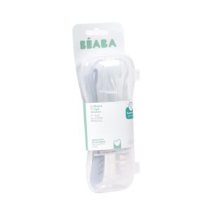 Набор из двух силиконовых ложек Beaba 4М+ с боксом для хранения SET 2 1AGE SILIC SPOON+BOX PEB
