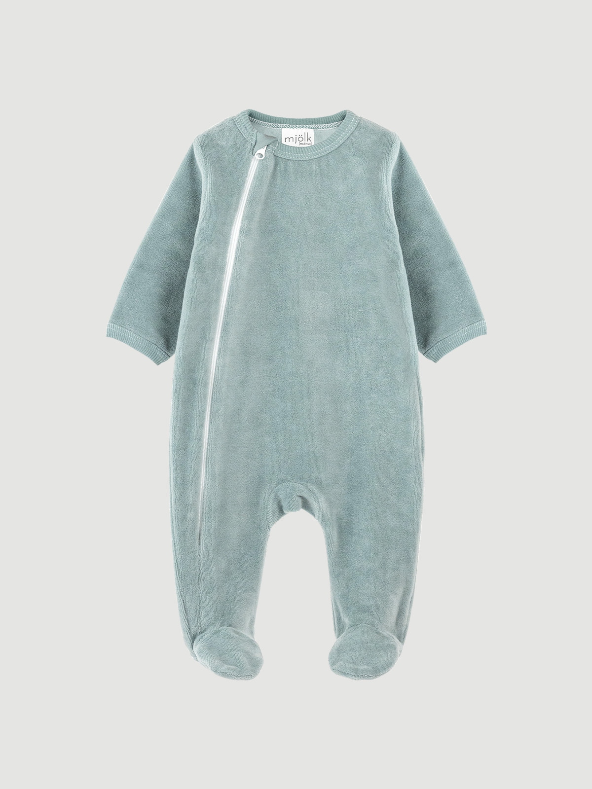 Велюровый комбинезон Mjolk Baby Blue 1 Велюровый комбинезон Mjölk Пыльный голубой