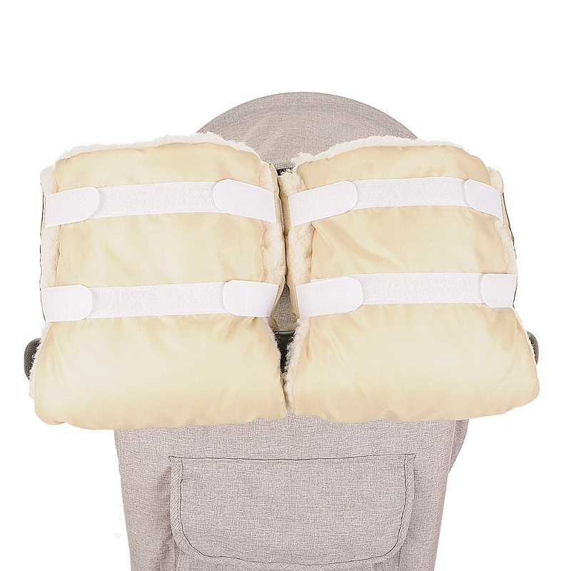 BAMBOLA Муфты-варежки на липучках шерстяной мех+плащевка (Лайт) Бежевые 2