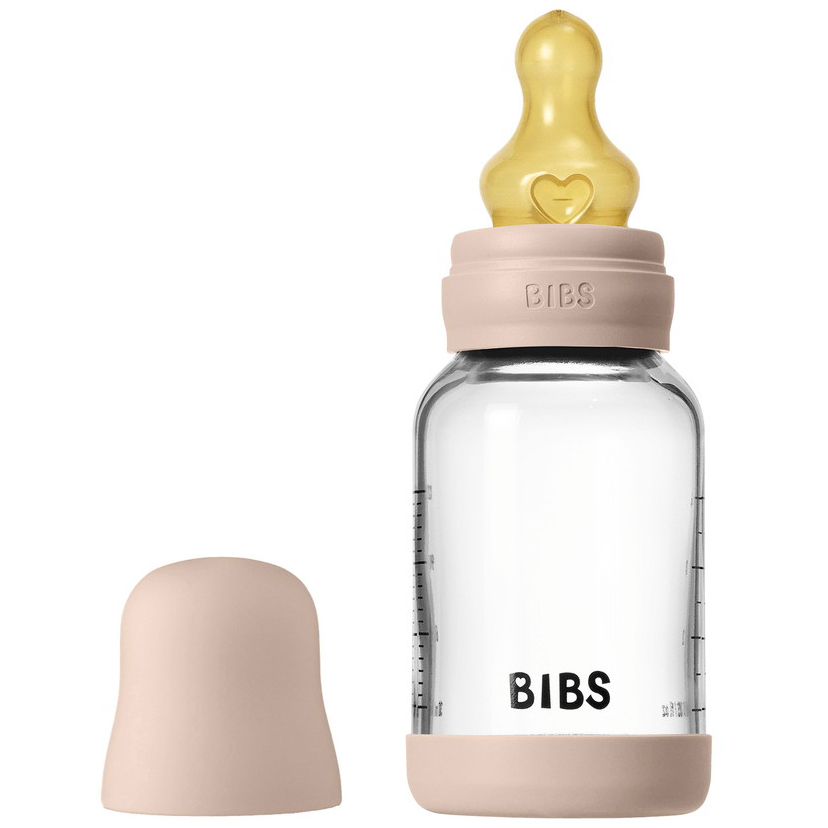 Бутылочка для кормления BIBS с латексной соской стеклянная, медленный поток 120 мл 1